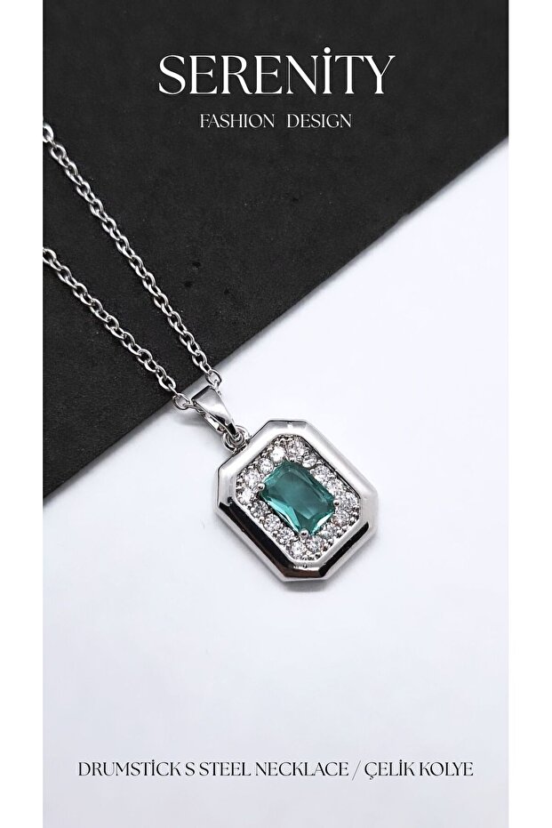 Baguette Figure Steel Necklace