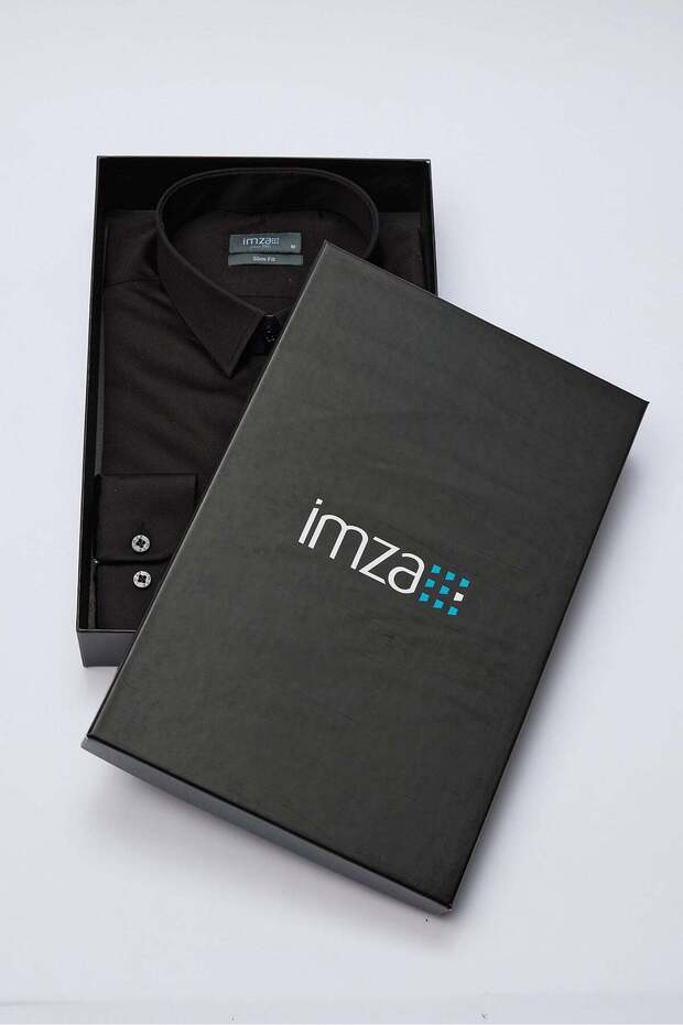 Black Hard Collar Pocketless Slim Fit Classic Cotton Pack Shirt 1004255324