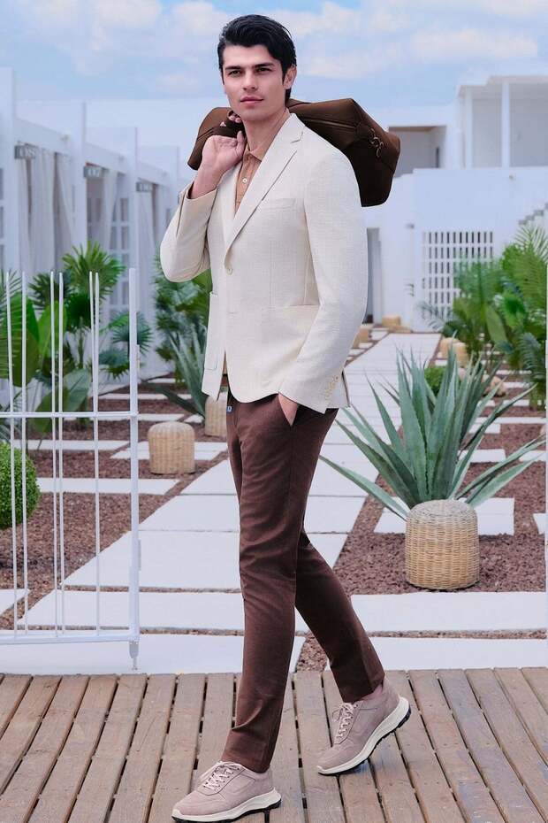 Brown Side Pocket Linen Slim Fit Linen Blend Jogger Pants 1003260169
