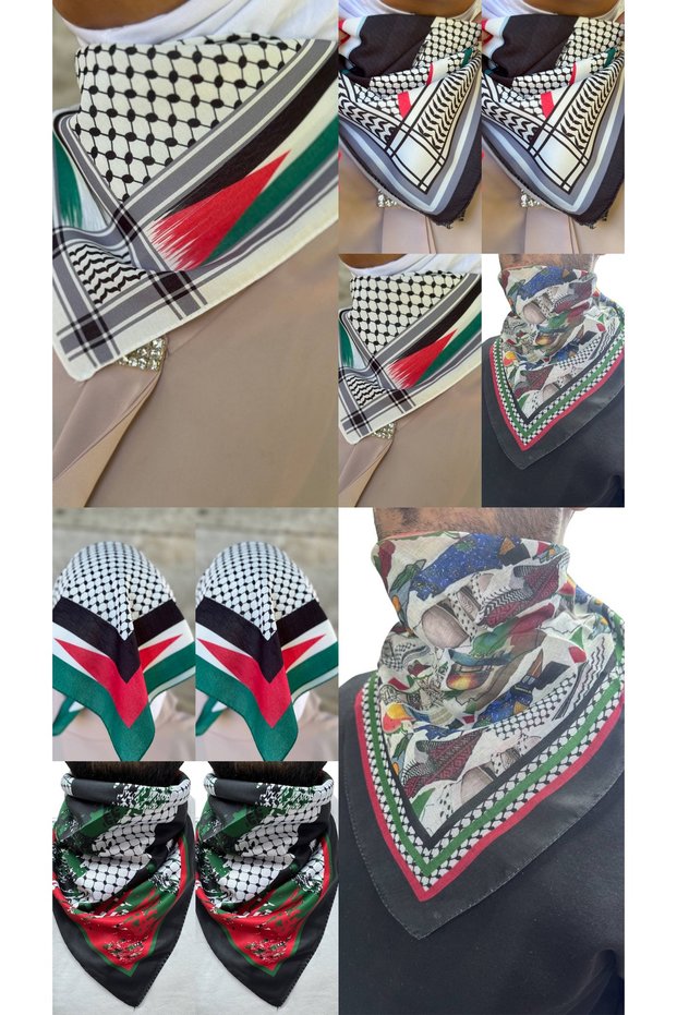 10 Palestine Themed Scarf 50X50 Unisex Suitable for Daily Use Shawl Kefiye Palestine Flag