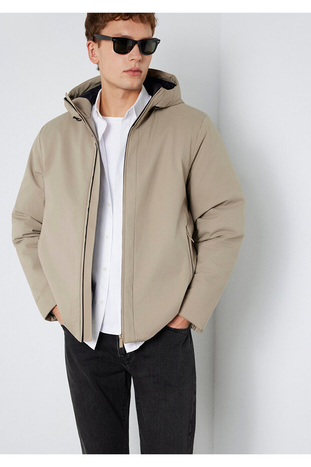 Hooded Beige Jacket Loose Fit / Relaxed Fit 0110784-80697