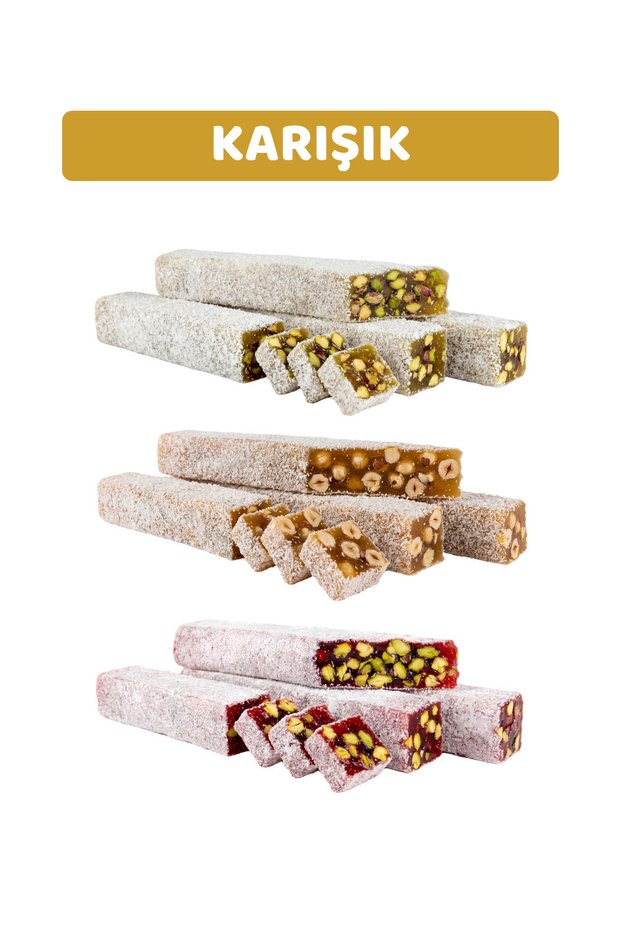 Mixed Roll Turkish Delight 1kg (Pistachio - Hazelnut - Pomegranate)
