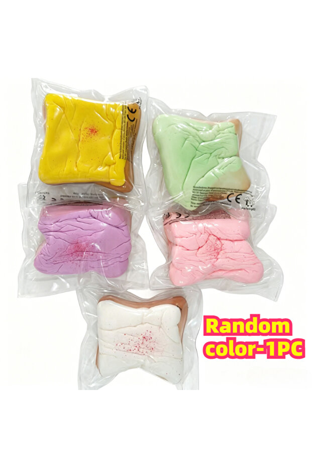 Random color-1PC HefengCL Colorful Toast PU Squishy Toy Soft Slow Rising Stress Relief Squeeze Toy R