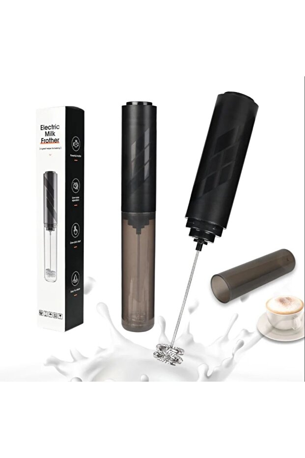 Black Mini Eggbeater, Milk Coffee Blender, Handheld Cream Whipper, Latte Cappuccino Beverage Battery