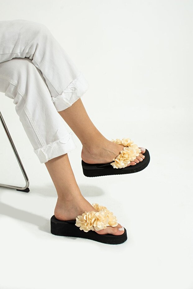 Luma Platform Cream Flip Flops That Don'T Hurt Your Feet, Beach Slippers Flip Flops