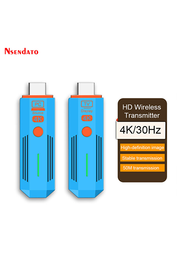 كابل USB كامل - جهاز إرسال واستقبال لاسلكي HDMI بدقة 4K لنقل الفيديو والصوت، مدى 50 متر، تردد 5.8 جيجاهرتز