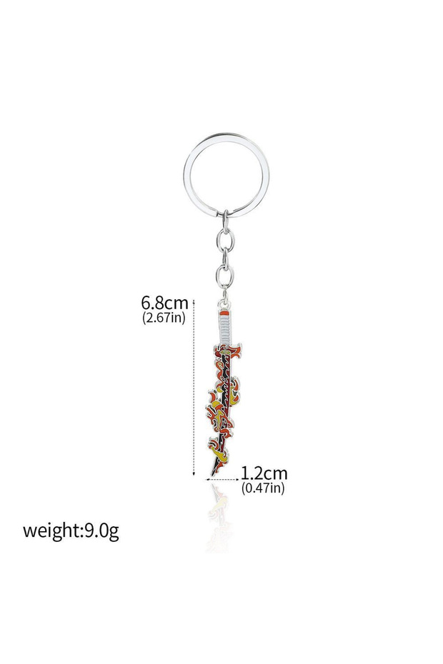 bilibili Flame Breathing Metal Samurai Sword Keychain Japanese Anime Demon Hero Slaying Blade Collec