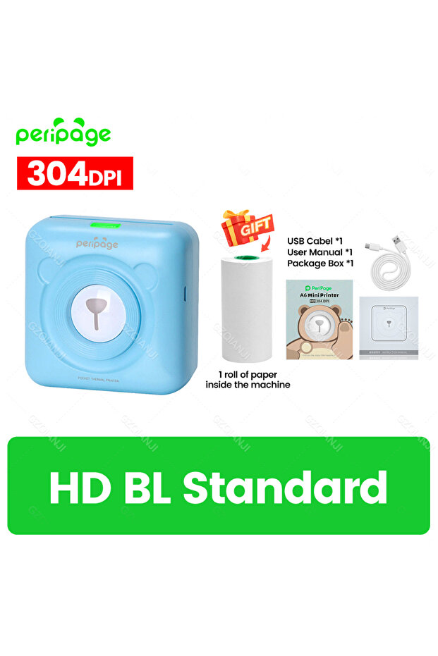 304dpi BL Printer 7 Colors Peripage A6 304DPI Mini Photo Printer Notes Sticker Label Printing Machin