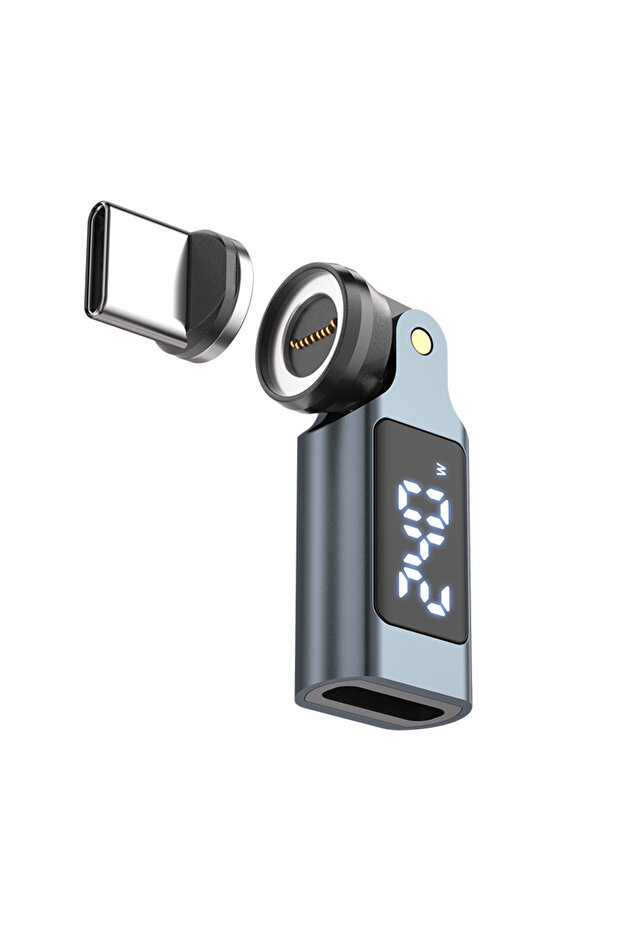 محول USB-C مغناطيسي بقوة 240 واط من النوع C إلى النوع C مع شاشة رقمية 9 سنون للشحن السريع