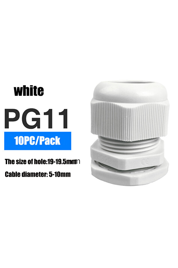 PG11-White 10Pcs Waterproof Cable Gland Cable Entry IP68 PG7 for 3-6.5mm PG9 PG11 PG13.5 PG16 PG19/2