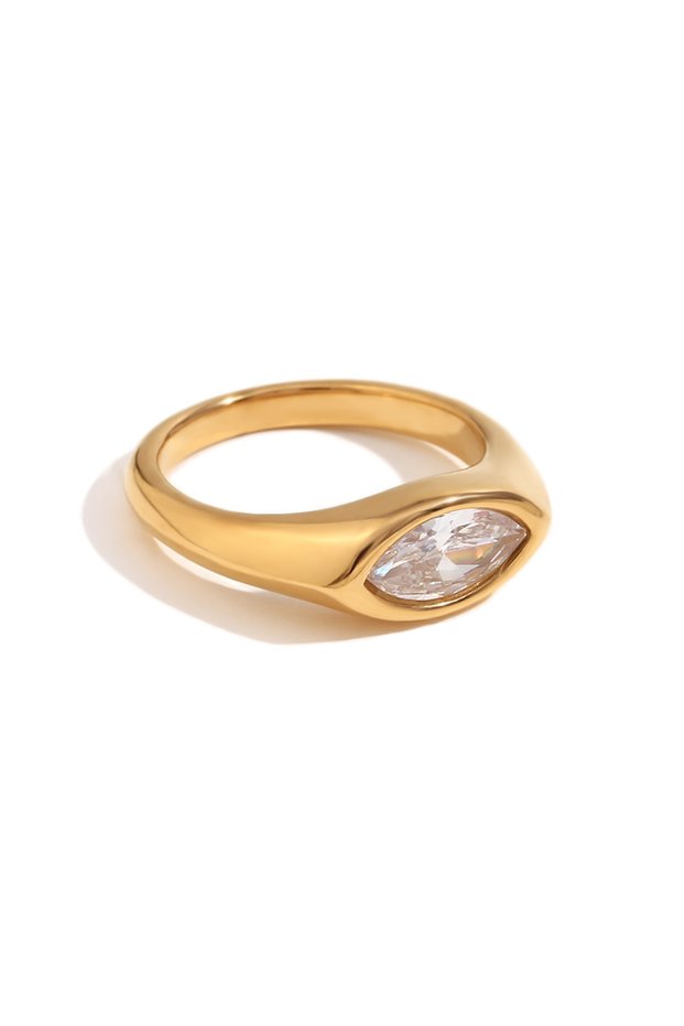 7 White E.B.belle Horse Eye Zircon Seal Ring Colorful Hypoallergenic 316L Stainless Steel Decoration