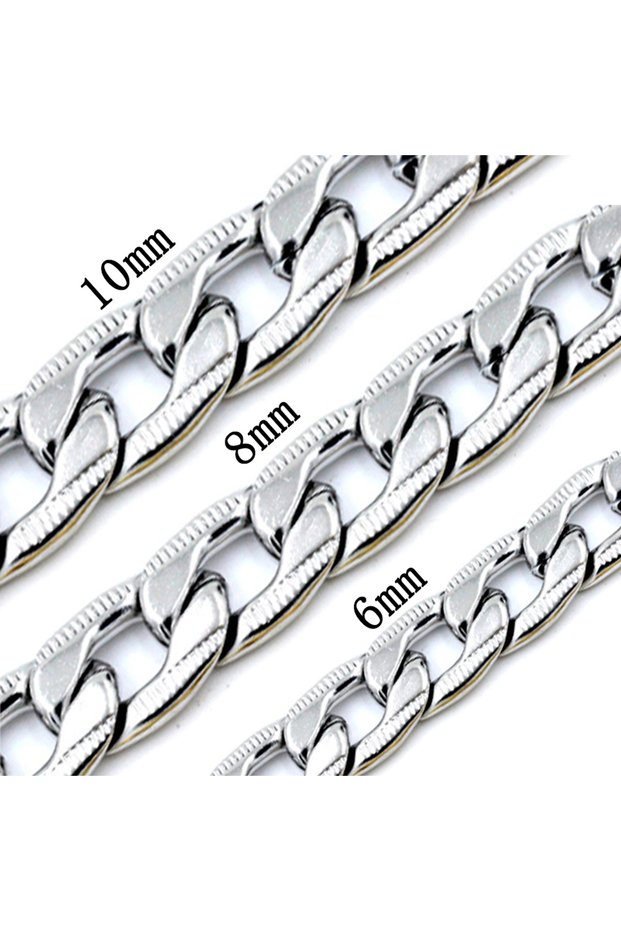6mm 60cm(24inch) 03 silver LUXUSTEEL Fashion Cuban Chain Necklace Hip-hop for Men/Women Silver Color