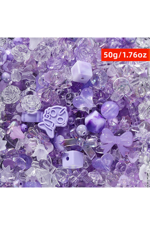Purple 50g 100g/50g 10-30mm Random Styles Acrylic Beads Gifts Multi Color Style DIY For Headwear Nec
