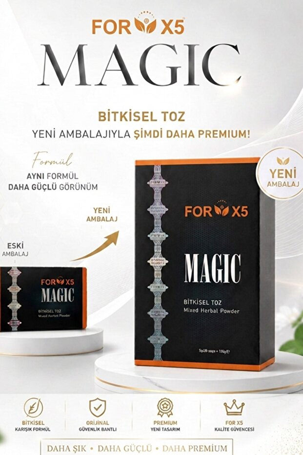 مسحوق الأعشاب السحري فور إكس 5، خليط من مستخلصات الأعشاب، 30 كيس، علبة مجددة فاخرة