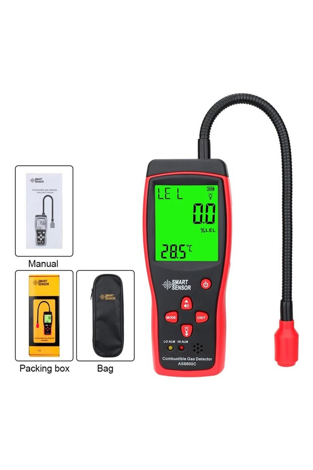 AS8800C Portable Combustible Gas Tester Gas Leaking Detector Smoke Analyzer 0-10000PPM Sound & Light
