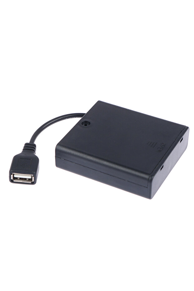 علبة بطارية USB صغيرة 5 فولت تتسع لـ 4 بطاريات AA لإضاءة شرائط LED (قطعة واحدة)