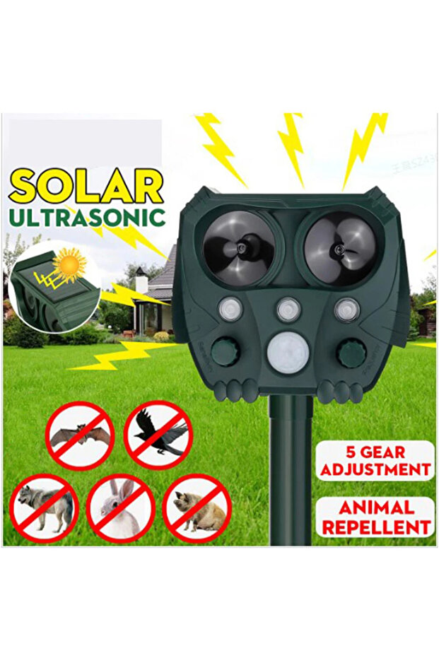 Solar Powered Animal Repeller Solar Ultrasonic Animals sonar Repellent Animal Repellent Deterrent...