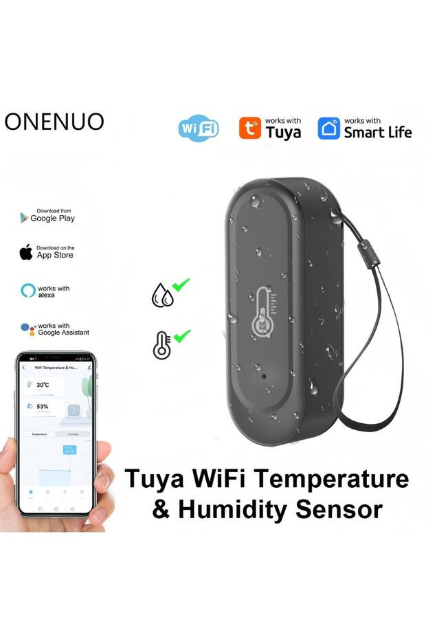 WiFi Black WIFI Temperature and Humidity Sensor IP65 Outdoor Waterproof Tuya APP New Hygrometer Ther
