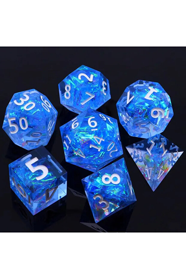 Style-2 7PCS Resin Dices Set Multi-shape Sharp Polyhedron Mold Role Play Colorful Playing Toy Table