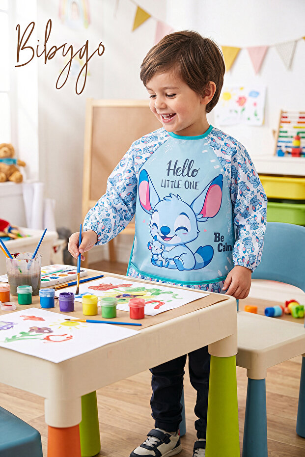 Long Sleeve Wearable 3-8 Years Old Rabbit Pattern Painting Event Activity Kindergarten Nursery Baby Kids Bib Waterproof