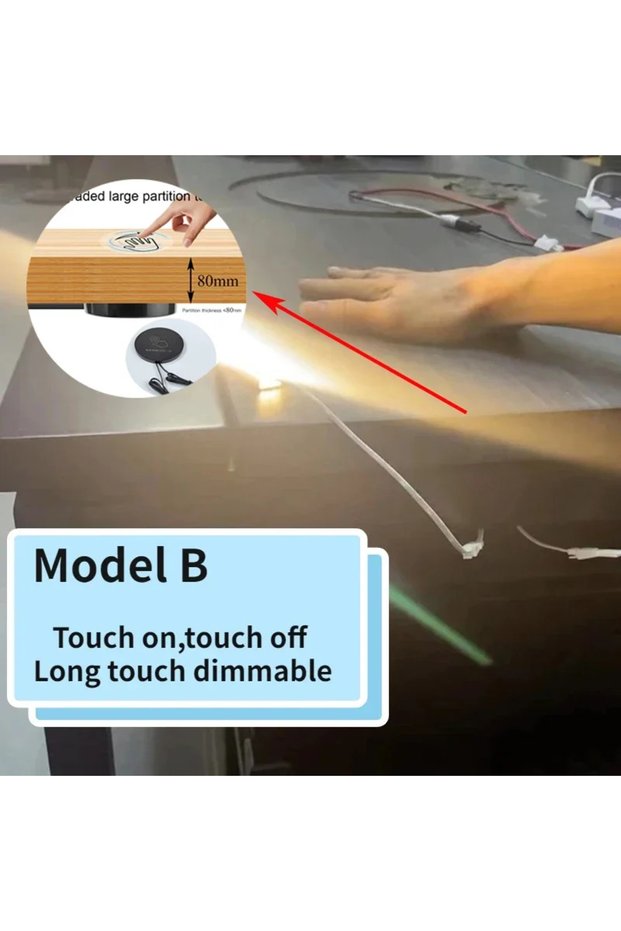 Normal wire black Model B F100 DC5v-24V 60W Penetrable 80mm Wood Mirror Touch Sensor LED Light Switc