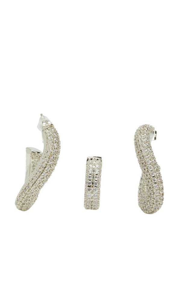 Silver Cuff Detaylı Kadın Halka Küpe