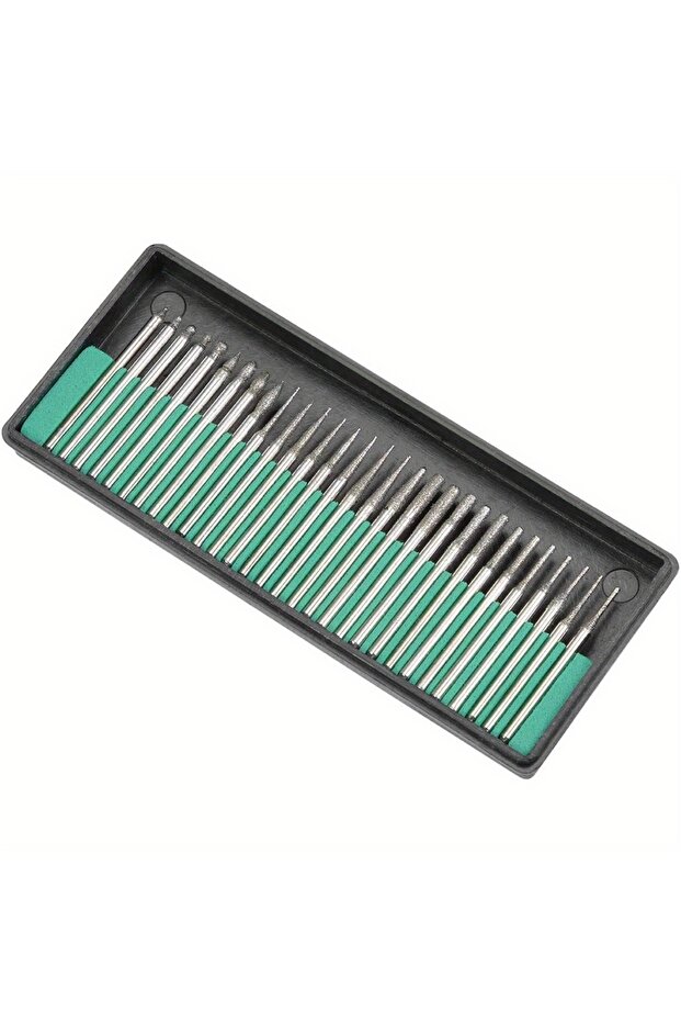 30pcs Set 30-Piece Diamond Burr Drill Bit Set For Rotary Tools - 1/8" Shank, Ideal For Metal & Woodw