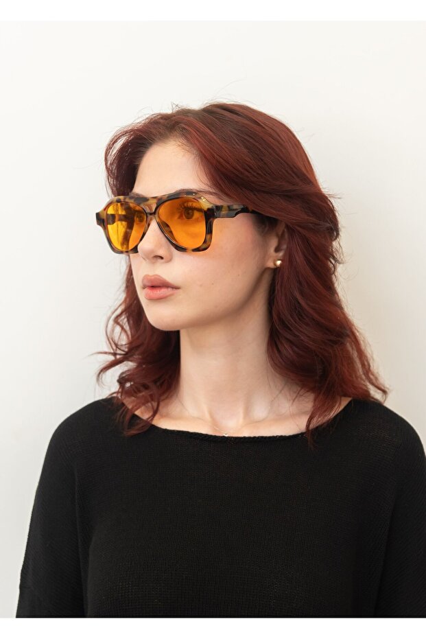 Unisex Pilot Sunglasses Leopard Pattern Frame Orange Glass Uv Protection Otto C3
