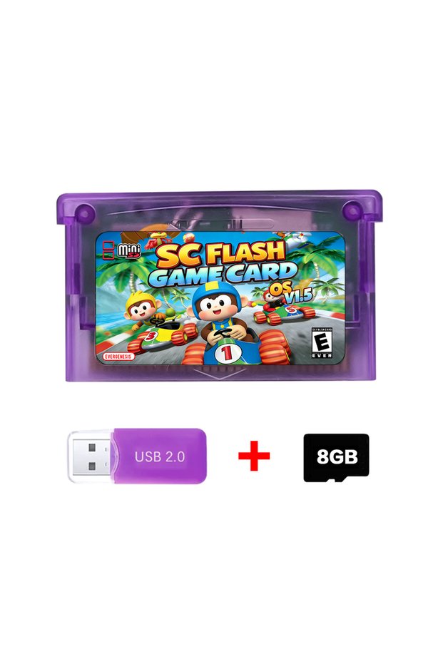 Purple With 8G New Mini SCFW V1.5 Card 1000 in 1 GBA FlashCard For GBA GBC GB NES with 8G TF Card Ad
