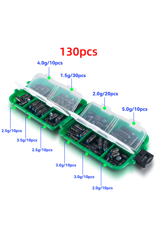 130PCS DNDYUJU 25-130pcs/box Lead Sinker Fishing Ruler Lead Set Quick Replace 1.5g-5.0g Weight Sinke