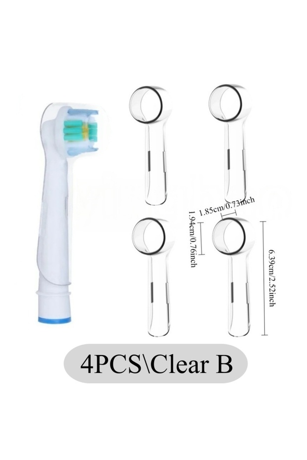 4PCS-Clear B 2-8Pcs Colors Toothbrush Dustproof Covers Caps Compatible with Braun Oral B & iO Series