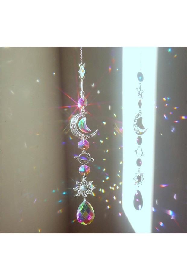 A 882 1 Pc Galaxy Star Moon Crystal Wind Chime Pendant for Home Decor Outdoor Garden Suncatcher Holi