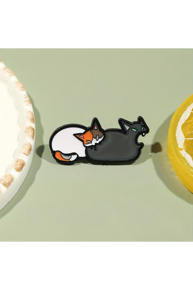 1pc 1pc Cat Enamel Brooch - Cute cat design, perfect for lapels, bags or jewelry