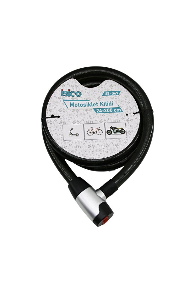 Metal Coated Headlock with Key Push-It Lock Covermotor - Bike Lock Steel Wire Clear Case24Mm