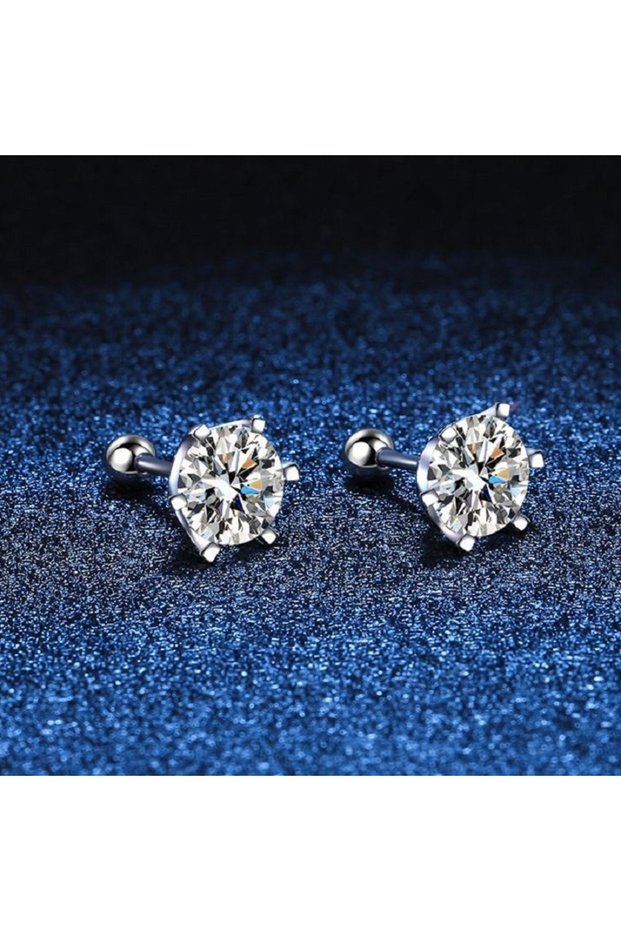 0.5ct(5mm) and 0.5ct Screw Type-white BIJOX STORY Women's Moissanite Screw Stud Earrings D Color 925