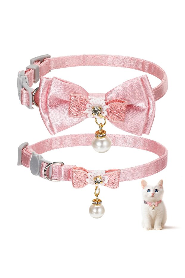 Style 1 Adorable Cat Collar with Bow Cute Kitten Collars for Girl Cats Pink Cat Bows Accessories Bre