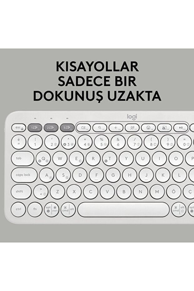 K380s Pebble Keys 2 Çoklu Cihaz Özellikli Bluetooth Türkçe Q Klavye, Beyaz 920-011860 - 5