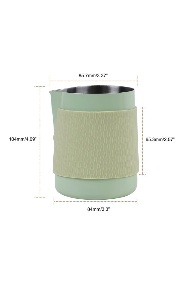 Light green IKAPE Espresso Milk Pitcher V3, 500ml Milk Frothing Jug Without Handle, Espresso Steamin