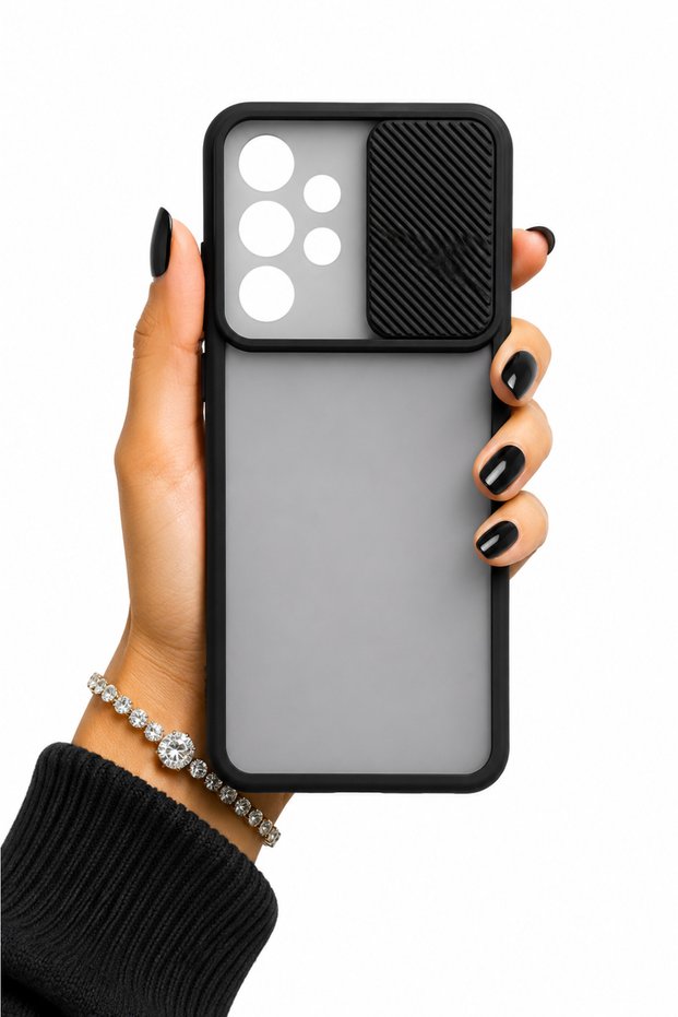 Samsung Galaxy A53 5g Compatible Case with Sliding Camera Protection Matte Lens Phone Case - Black