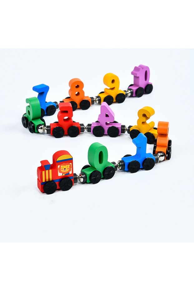 NB142C1 Number Digital Magnetic Wooden Train Toys Colorful Building Blocks Educational Hand-eye Coor