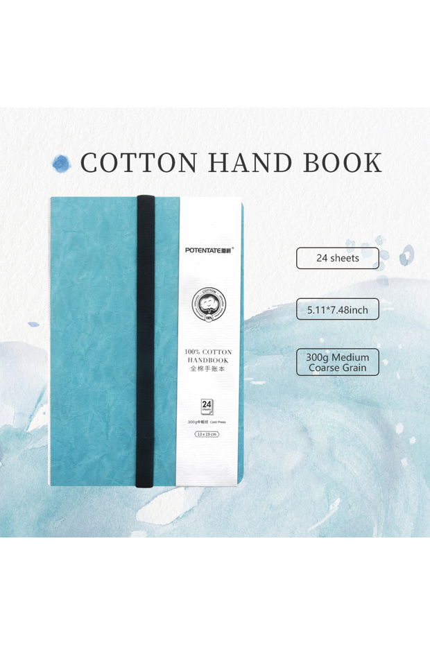 13x19cm POTENTATE Blue Color Watercolor Journal Drawing Book Hand Notebook Sketch Pad 100% Cotton 30