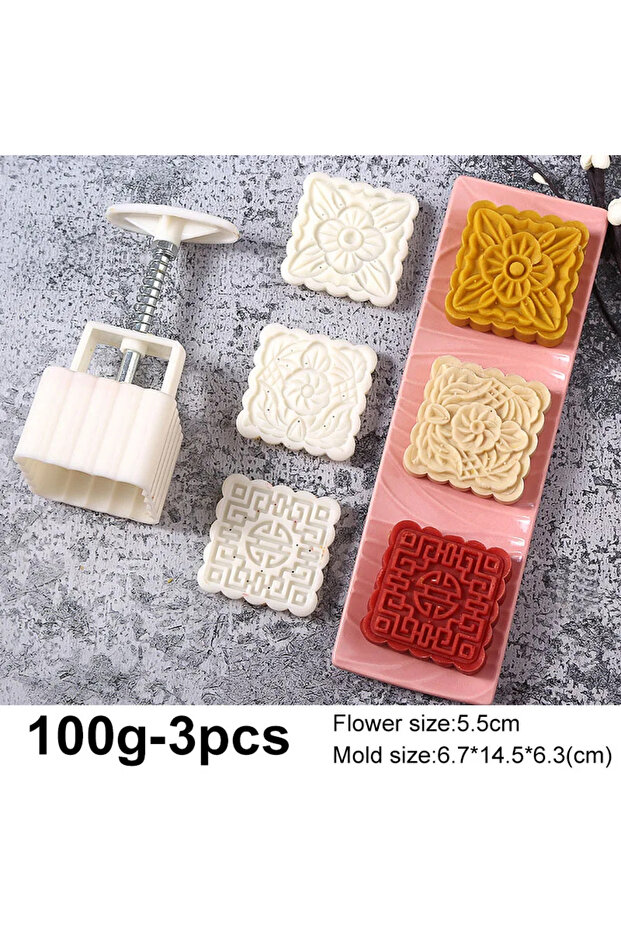 100g 3pcs S 1set DIY Baking Mooncake Mold Hand Press Cookie Stamp Moon for Cake Decor Pastry DIY Too