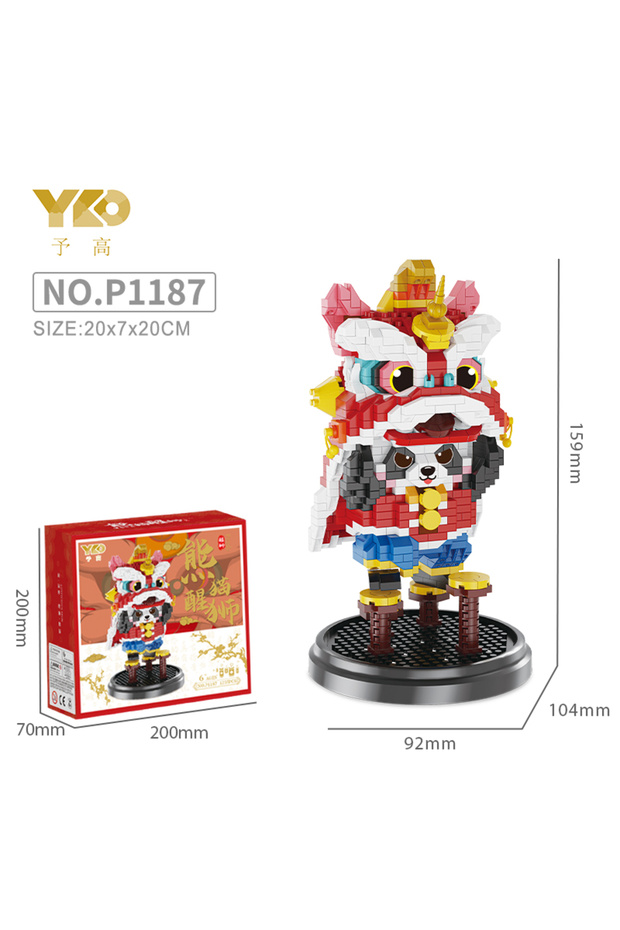 No Box P1187 Chinese Traditional Festivals Lion Dance Panda Dancing Dragon Panda Model Building Bloc
