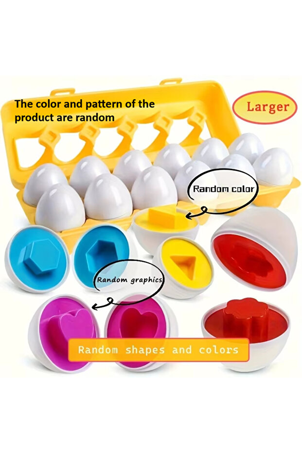 12 pack 6/12pcs Color and Shape Matching Toys, Simulated Egg Shapes with Storage Box - Geometric Sha