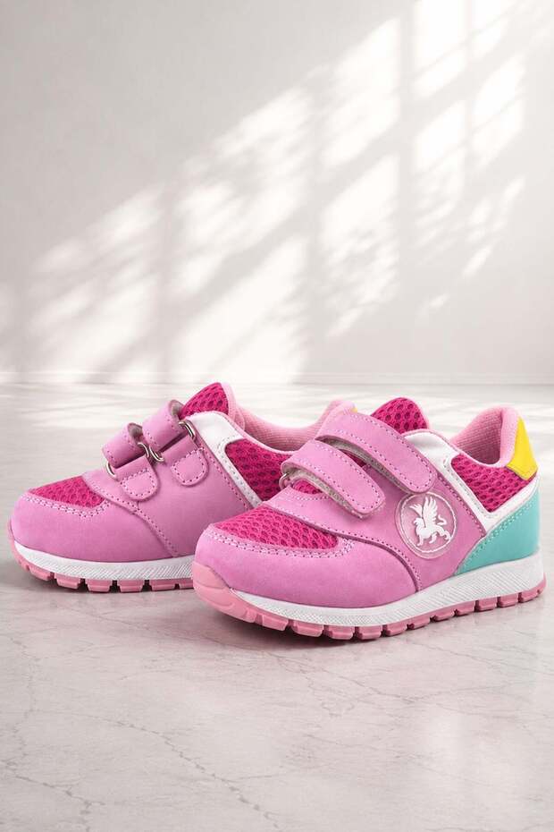 Genuine Leather Pink Velcro Baby Girl Sneakers