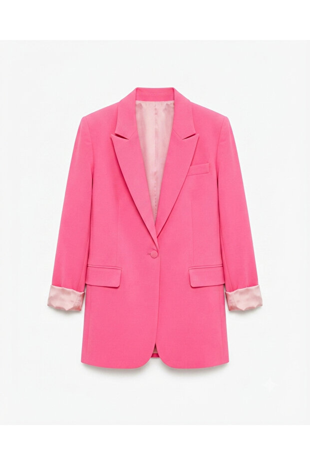 Blazer Jacket with Pink Pocket Detail