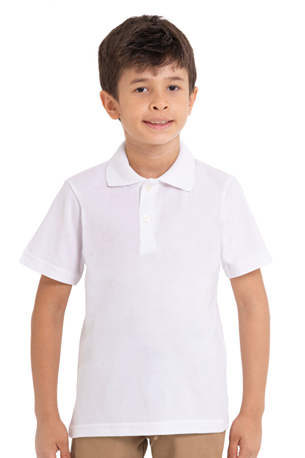 Unisex Combed Cotton Polo Collar Short Sleeve School T-Shirt