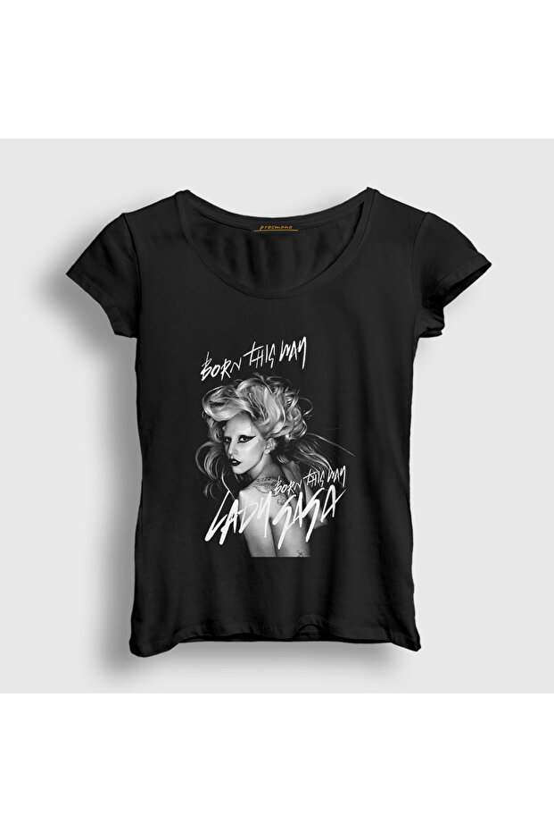 Women's Black Born This Way Music Lady Gaga T-Shirt 474049Tt