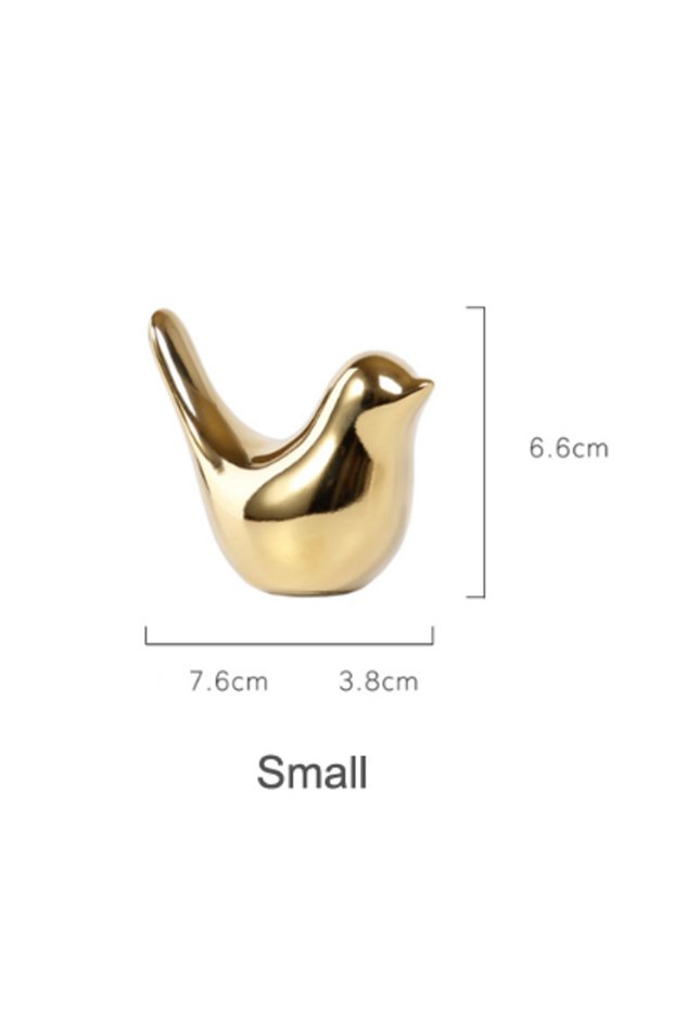 S Bird Figurine 4 Sizes Nordic Ceramic Gold Animal Statue Jewelry Home Decoration Living Room Table