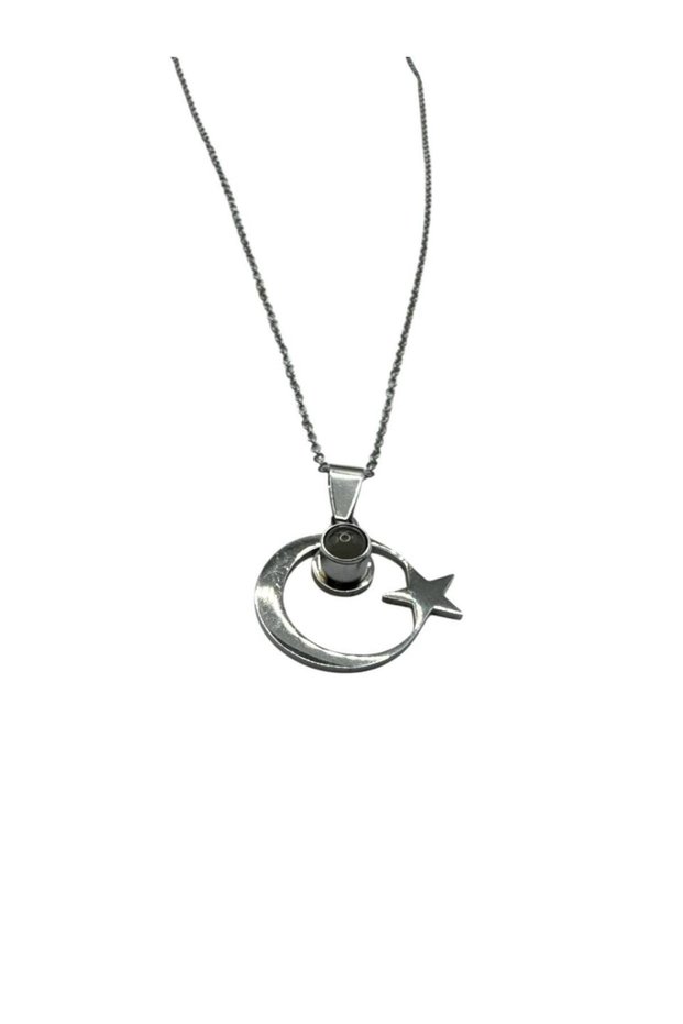 Projection Moon Star Figured Women's Necklace – I Love You Written in 100 Languages, Stainless Steel 55 cm